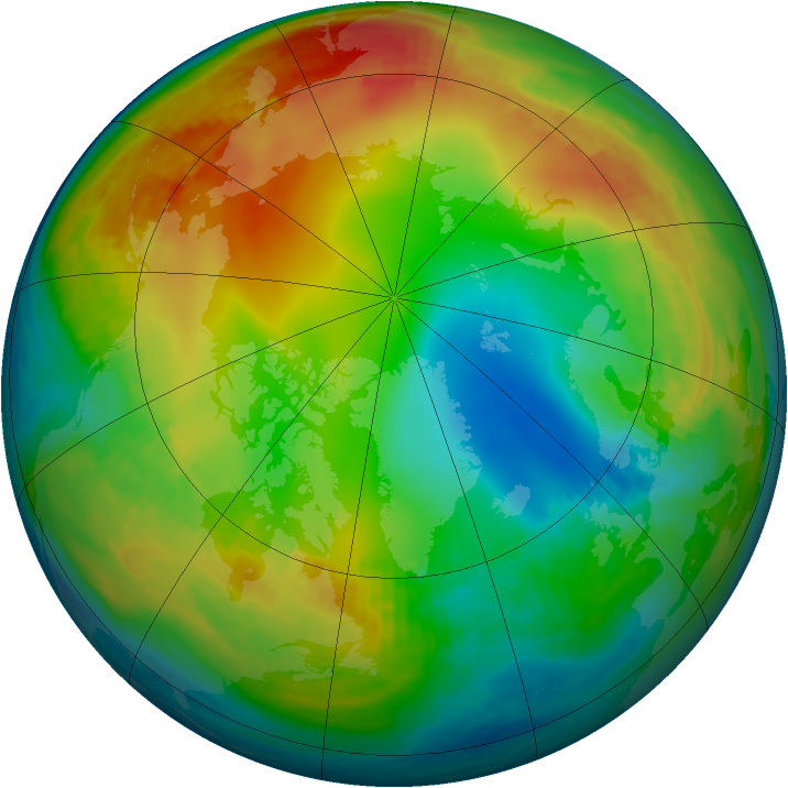 Arctic ozone map for 09 January 1987
